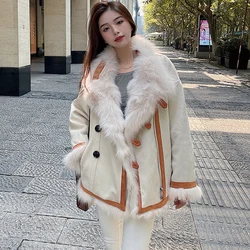 2022Winter Fashion Faux Fur Faux Fox Fur Coat women Warm Top Fur integration Wear both sides Jacket Loose Snow Overcoat For Lady