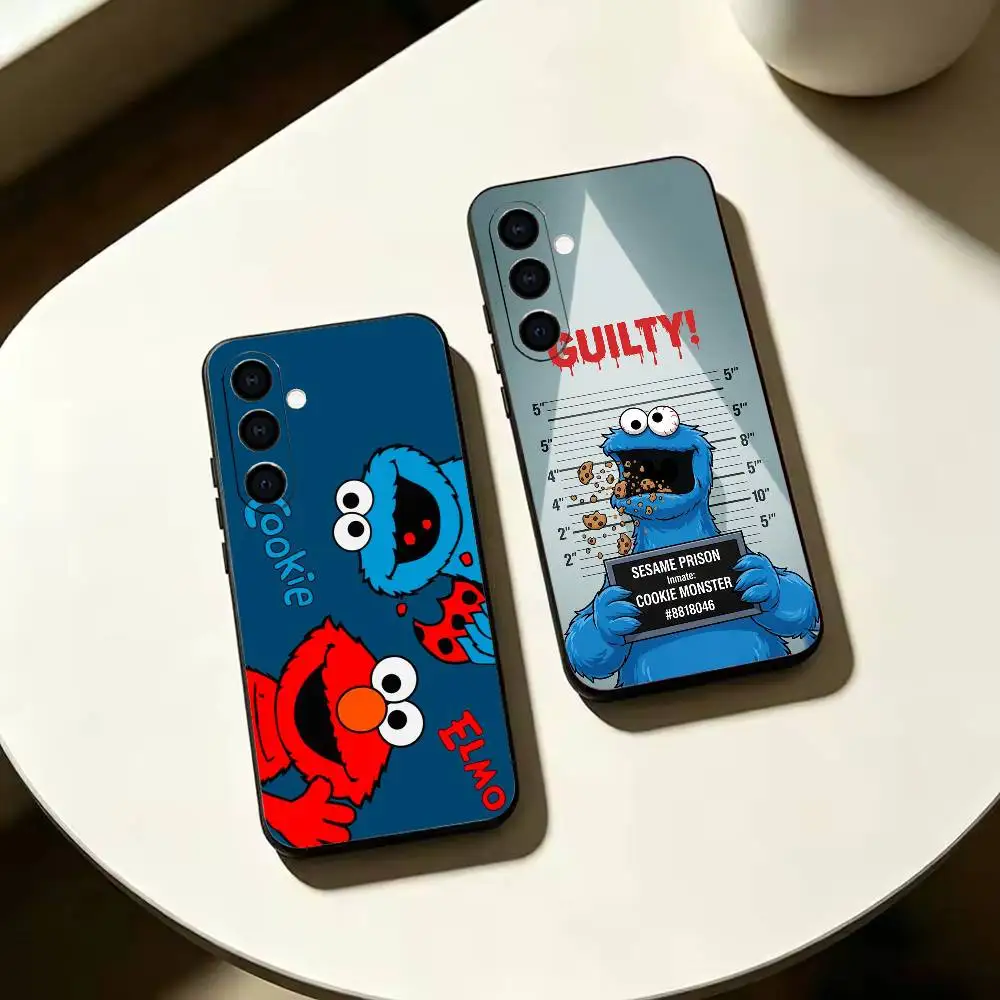 Cookie Monster-r F-Funny  Soft Silicone phone Case for Samsung Galaxy A73//A72/A70/A53/A52/A51 - Black