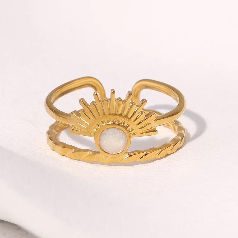 Egyptian Style Open Ring Woman Jewelry Vintage Minimalist Stainless Steel Adjustable Stackable Rings Couples Gift Items