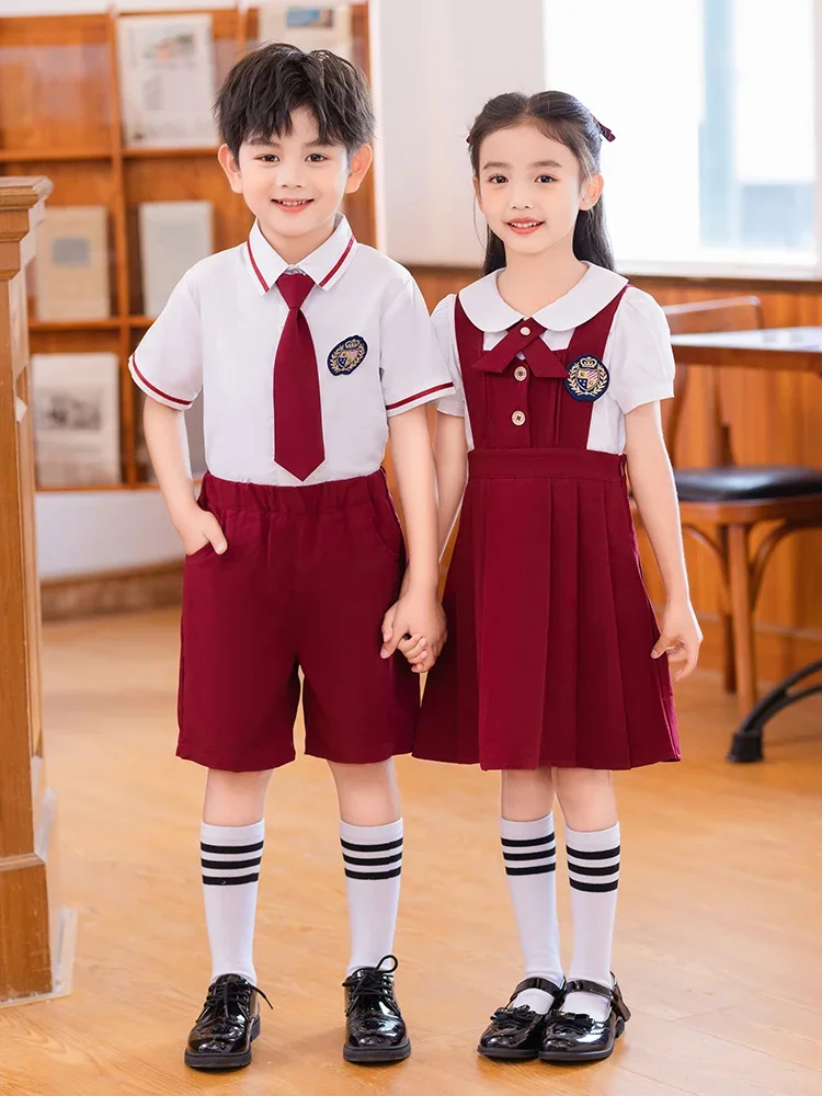 Uniformi di classe della scuola primaria abbigliamento estivo uniformi per l'asilo in stile accademico britannico abiti per bambini scuola estiva