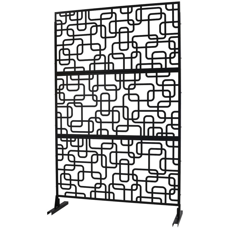 Outdoor & Indoor Privacy Screen Metal Privacy Screen 76" H×48" W, Freestanding Decorative Privacy Screen for Deck Balcony Patio, Privacy Fence Panels for Outside Lawn Garden PS114 BLACK view 4