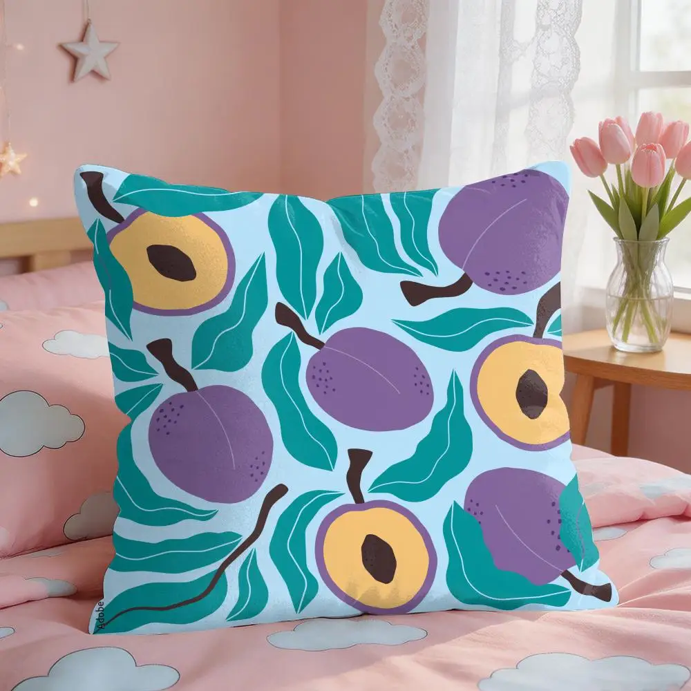Fruit Cut Art Ins Simple Cushion Cover Square Short Plush Pillow Case Living Room Sofa Home Decor Funda 40X40