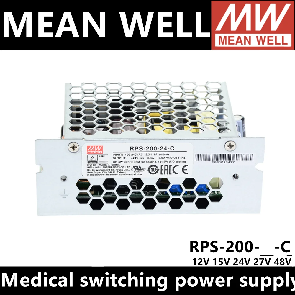 fonte de alimentacao de comutacao medica baixa corrente de vazamento mw rps20012 c rps 200 15 c rps 200 24 c rps 200 27 c rps 20048 c 01