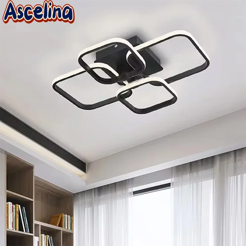 Nordic LED Ceiling Light Creative 4 Rings Black White Home Decorative Lamp For Bedroom Living Room Restaurant Hotel Illumination