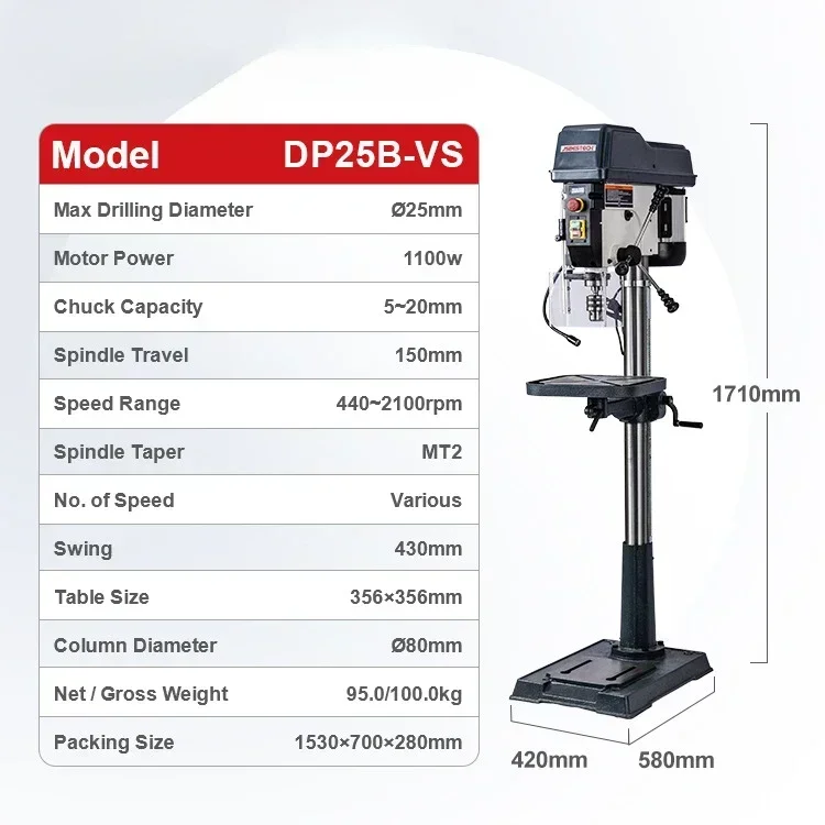 DP25 1100W  25mm bench drill press machine