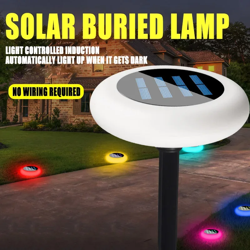 LED Solar Lawn Light Seven Colors Emitting Atmosphere Garden Decoration Courtyard Light Waterproof Outdoor Villa Floor Light