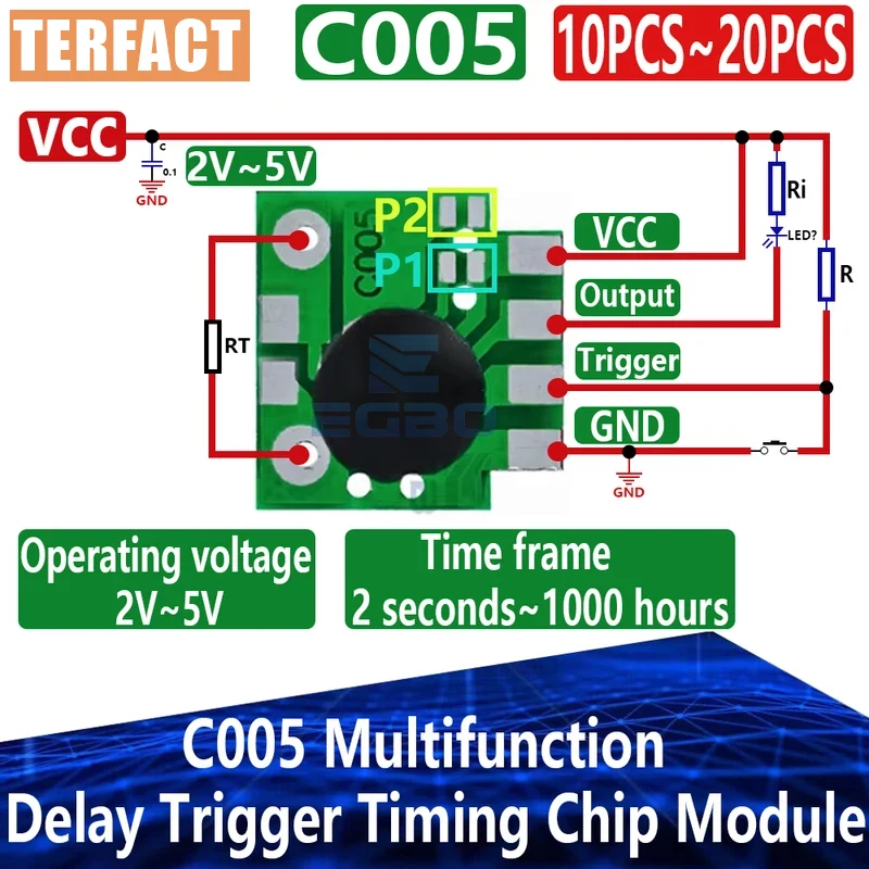 10PCS-100PCS TERFACT ROBOT  C005 Multifunctionele Vertraging Trigger Timing Chip Module Timer IC Timing 2s - 1000h