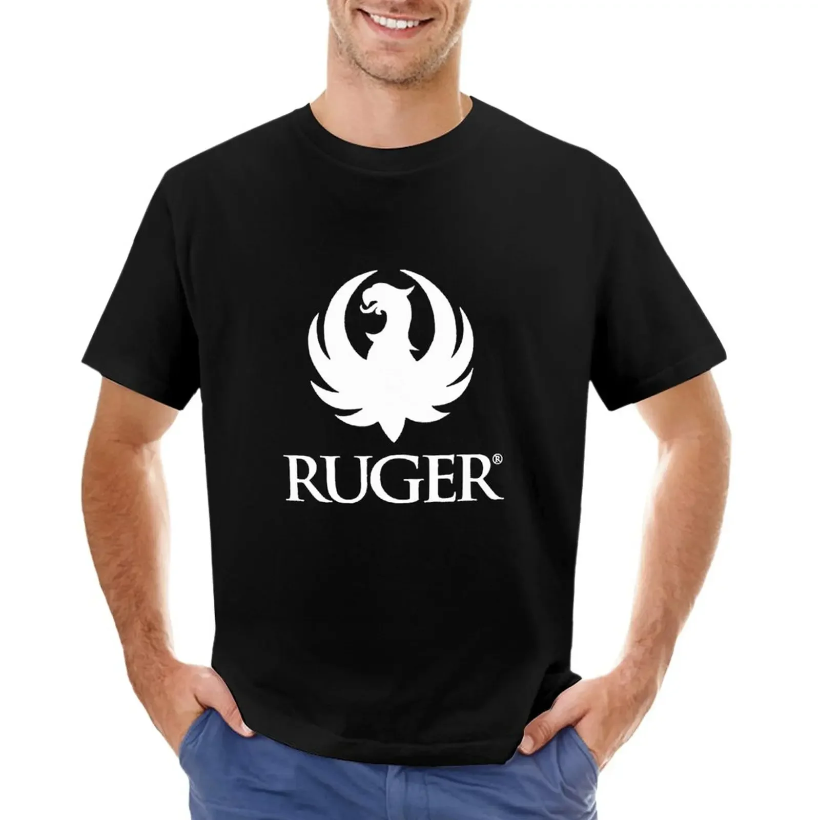 Ruger T-Shirt heavyweights sweat Short sleeve tee blanks mens graphic t-shirts hip hop