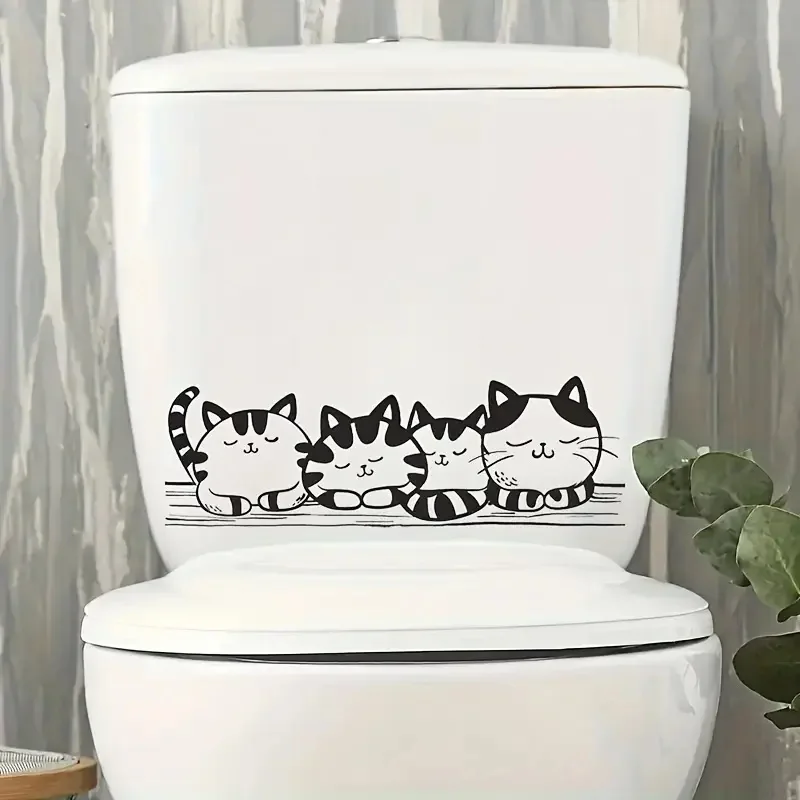 

Hand-Painted Cat Pattern Toilet Seat Sticker, Toilet Tank Sticker, Home Decoration Bathroom Sticker, Wall Decoration