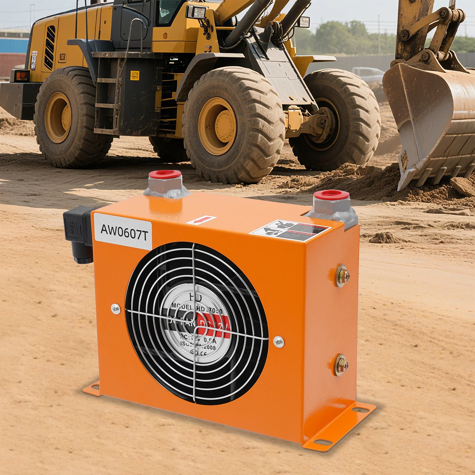 2300Kcal/H Hydraulic Oil Cooler, 12V DC All-Copper Motor Oil Cooler, Compact Radiator for Hydraulic & Lubricat