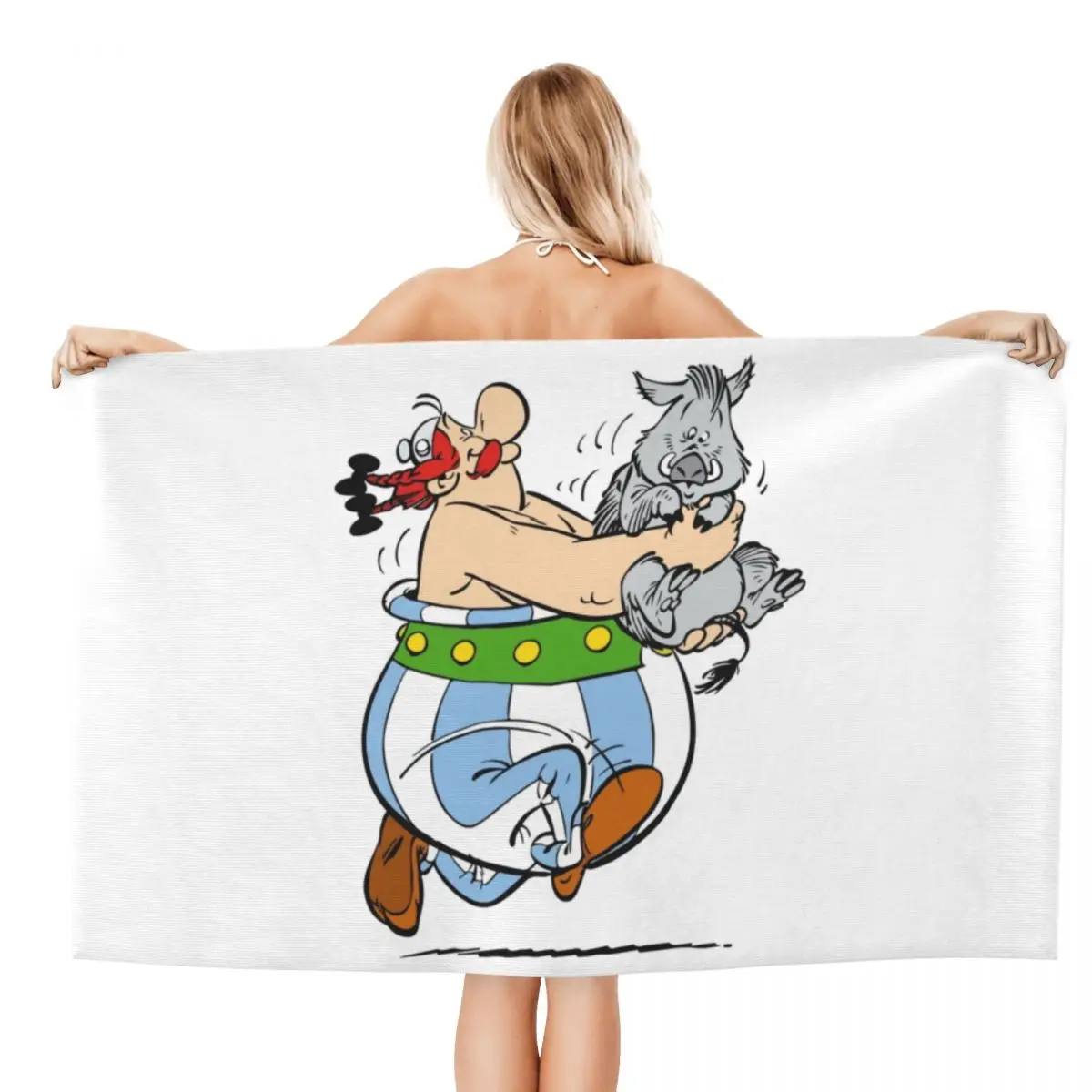 Custom Asterix And Obelix Breathable Microfiber Beach Bath Towel Quick Drying Cartoon Shower Sports Towels