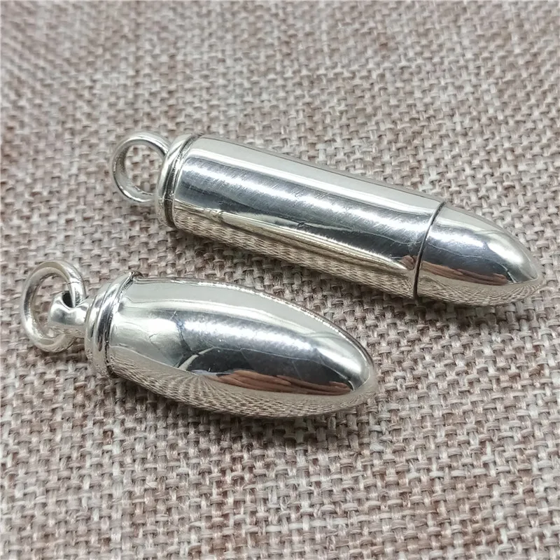 

Sterling Silver Bullet Prayer Box Locket Pendant 925 Silver Memory Wish Box for Necklace