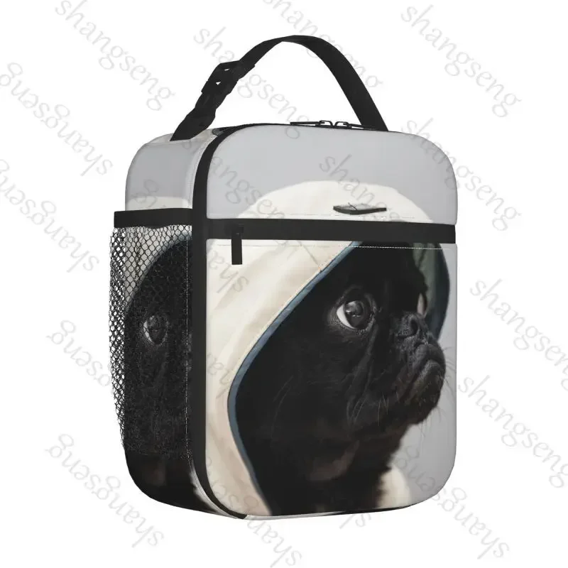 Lunch Bag insulated bag,student thickened waterproof Bento Bag Outdoor Travel Ice Pack, Picnic Bag Puppy Pug Dog Print