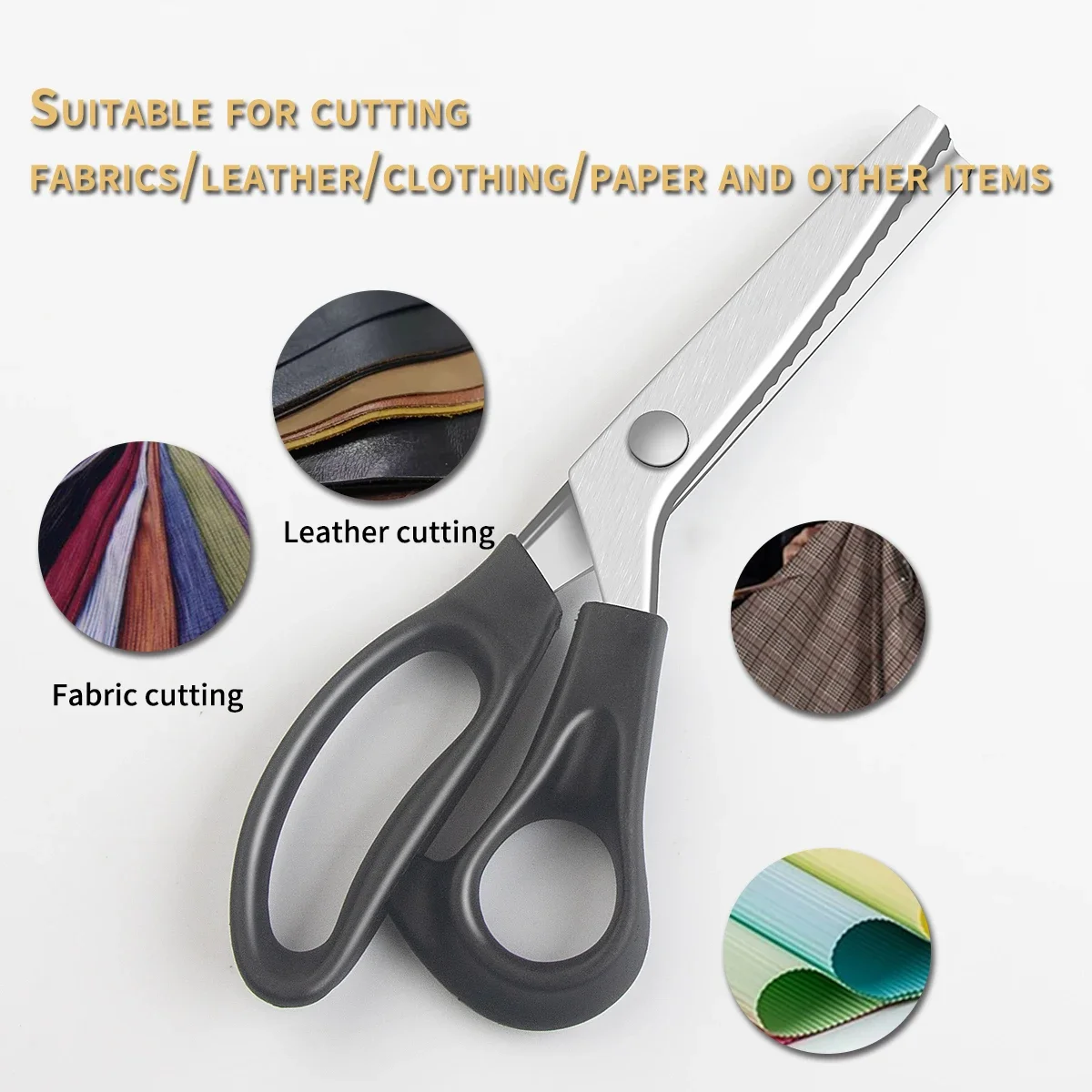 1/2PCS,Fabric Scissors Premium - Lacework & Lock Edge Shears For Tailors, Serrated Scissors With Fancy Triangular, Ergonomic
