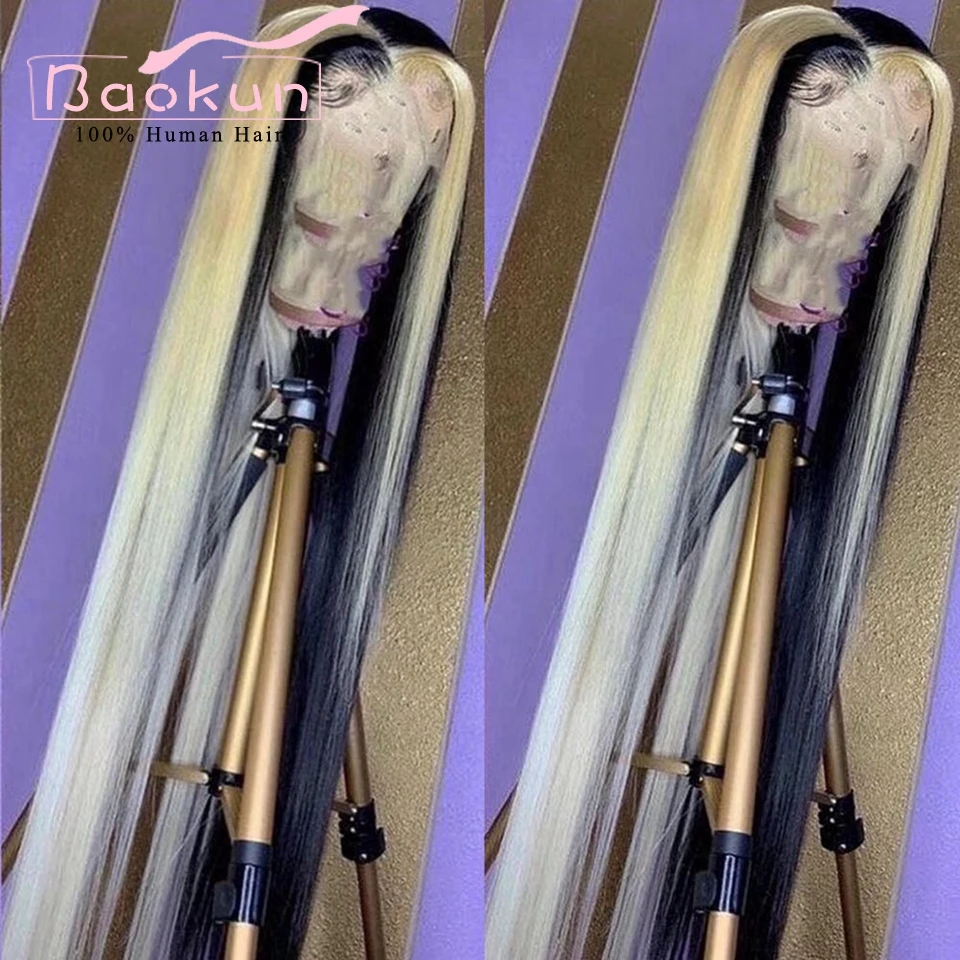 สีม่วงสีชมพูไฮไลท์วิกผมเส้นผมมนุษย์ Wigs 13X6 HD 613ลูกไม้ด้านหน้าวิกผม Pre Plucked Remy 13X4ตรงลูกไม้ด้านหน้าวิกผมผู้หญิง