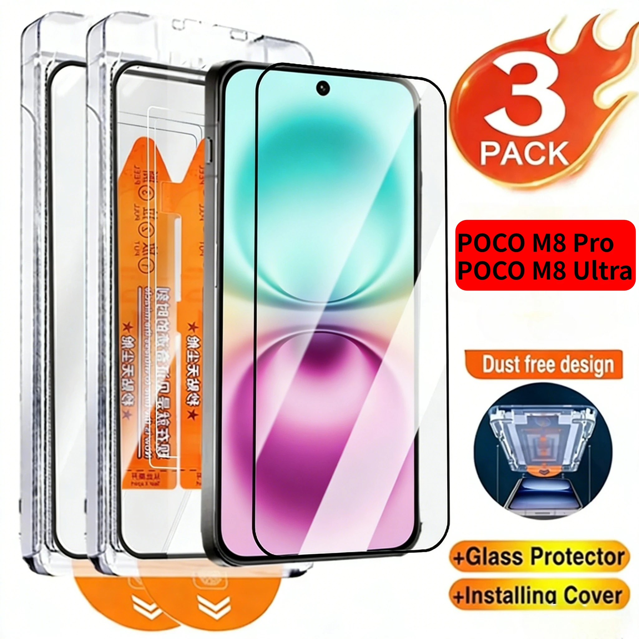 

3Pcs Tempered Glass for Xiaomi POCO M8 Ultra Easy Installation Screen Protectors for Xiaomi Poco M8 Anti-Scratch Protective Film