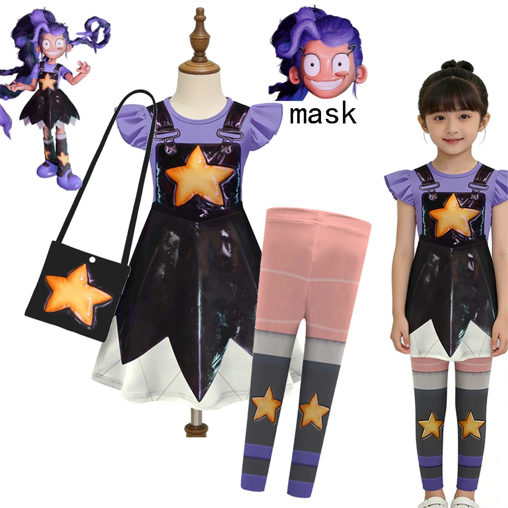 Costume de cosplay Lily 2026 pour filles, ensemble robe, leggings et sac Bobi 5 Play Game Time, tenue imprimée étoiles pour Halloween et fête d'anniversaire