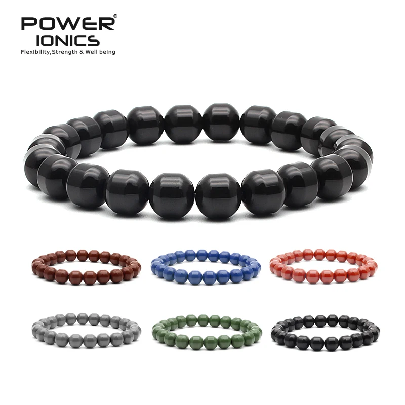 Power Ionics Men Women Natural Anions Beads Stretch  Bracelet Wristband Family Lover Gifts