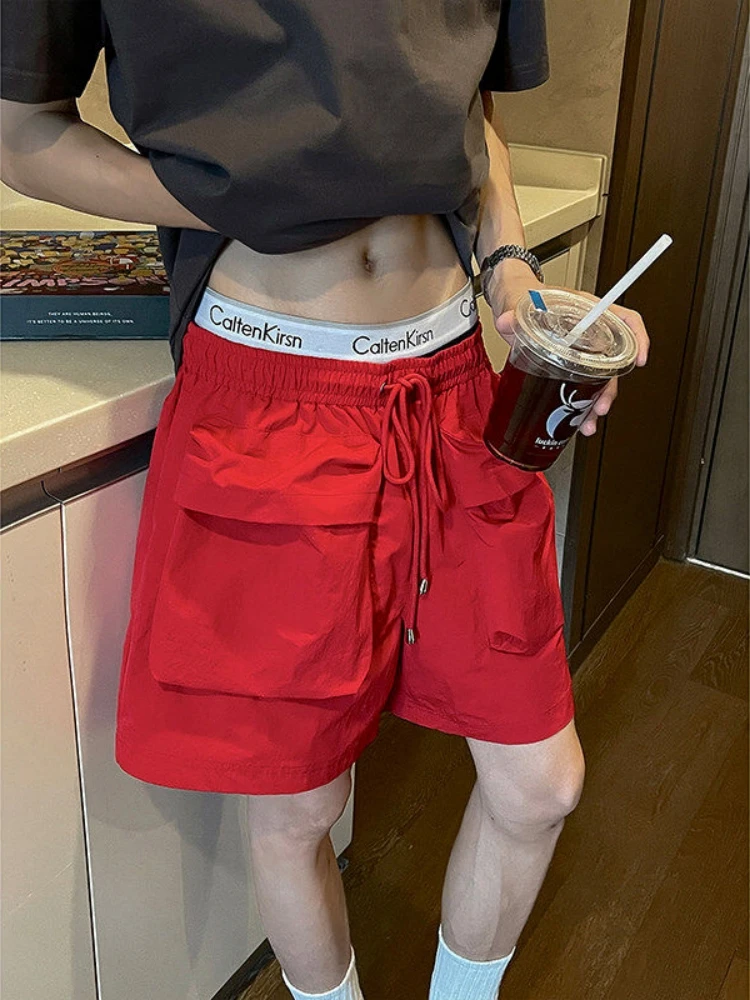 

Мужские летние шорты Red Summer: свободный крой, тонкие, функциональные, в американском стиле, быстросохнущие, для повседневной носки и спорта