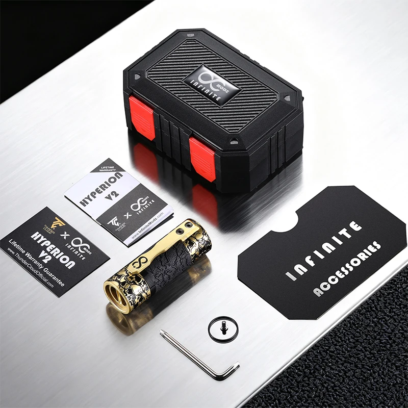 Originele mechanische mod ThunderCloud X Infinite Modz Hyperion V2 Mech Mod door enkele 18650/21700 afsluitbare schakelaar E-sigaretten Mod