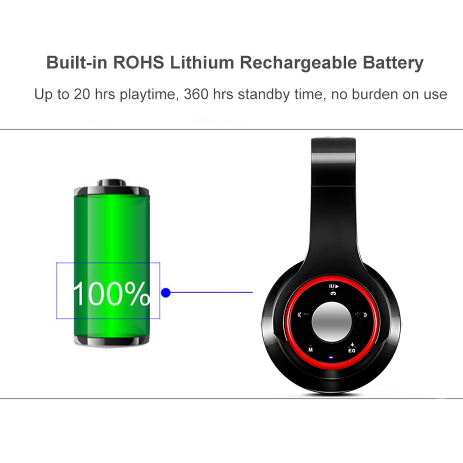 Audio stereo colorato Mp3 Auricolare Bluetooth Cuffie wireless Auricolare Supporto Scheda SD con microfono Riproduzione 20 ore