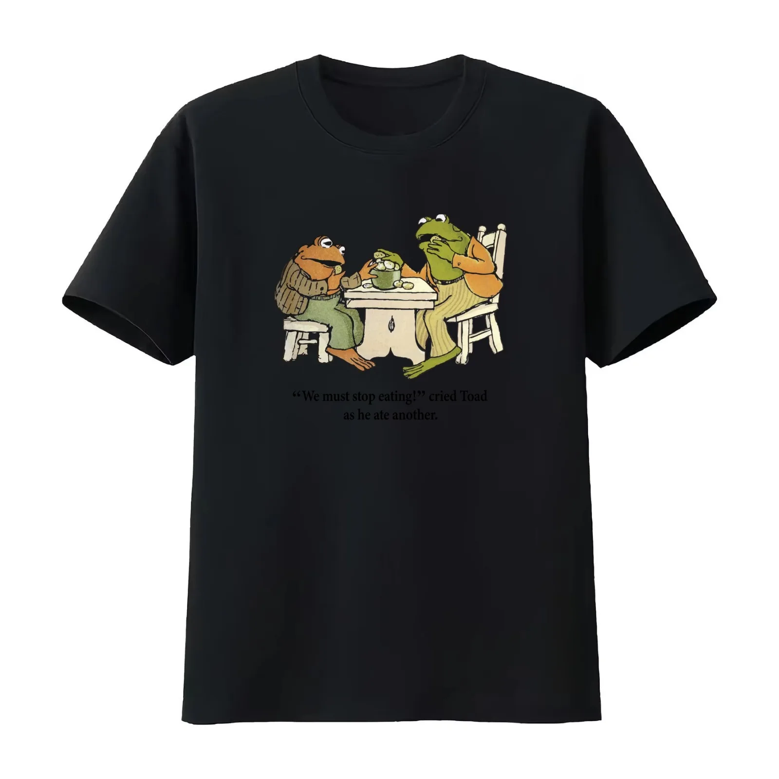 Frog and Toad Eating Cookies T-Shirt Summer Casual Cotton Tee Oversized Streetwear Tops Vintage Graphic Print 100% Cotton
