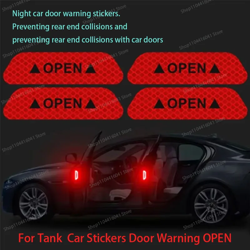 

For Tank 300 400 500 700 Car Door Opening Safety Warning Sticker Anti-collision Strip Open Reflective Film Car Stickers Door