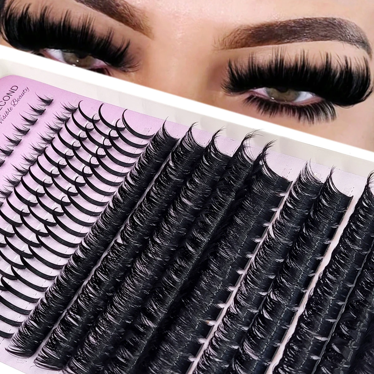 HBZGTLAD 60D-300D Volumen-Wimperncluster mit Spikes, Einzelwimpern-Cluster-Extensions, DIY Fairy/Manga-Stil