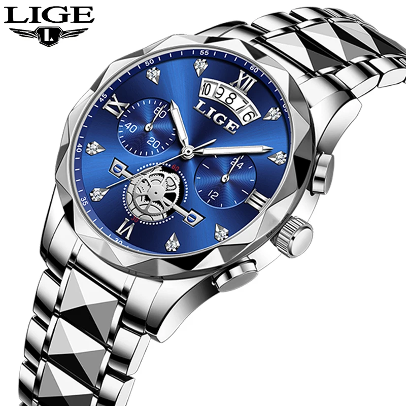 

LIGE 2024 Luxury Man Wristwatch Waterproof Luminous Chronograph Watch for Men Stainless Steel Mens Quartz Watches reloj hombre