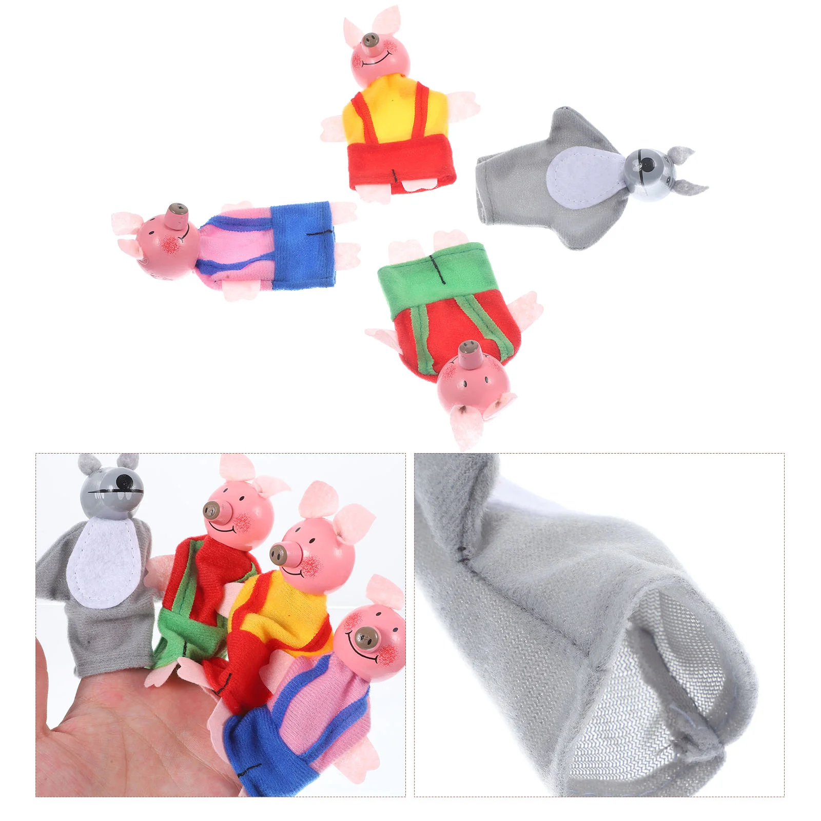 1 Set/4pcs Cartoon Pig and Wolf Puppet Finger Toys Cosplay Role Play Toys Finger Puppets Pig and Wolf Finger Puppets