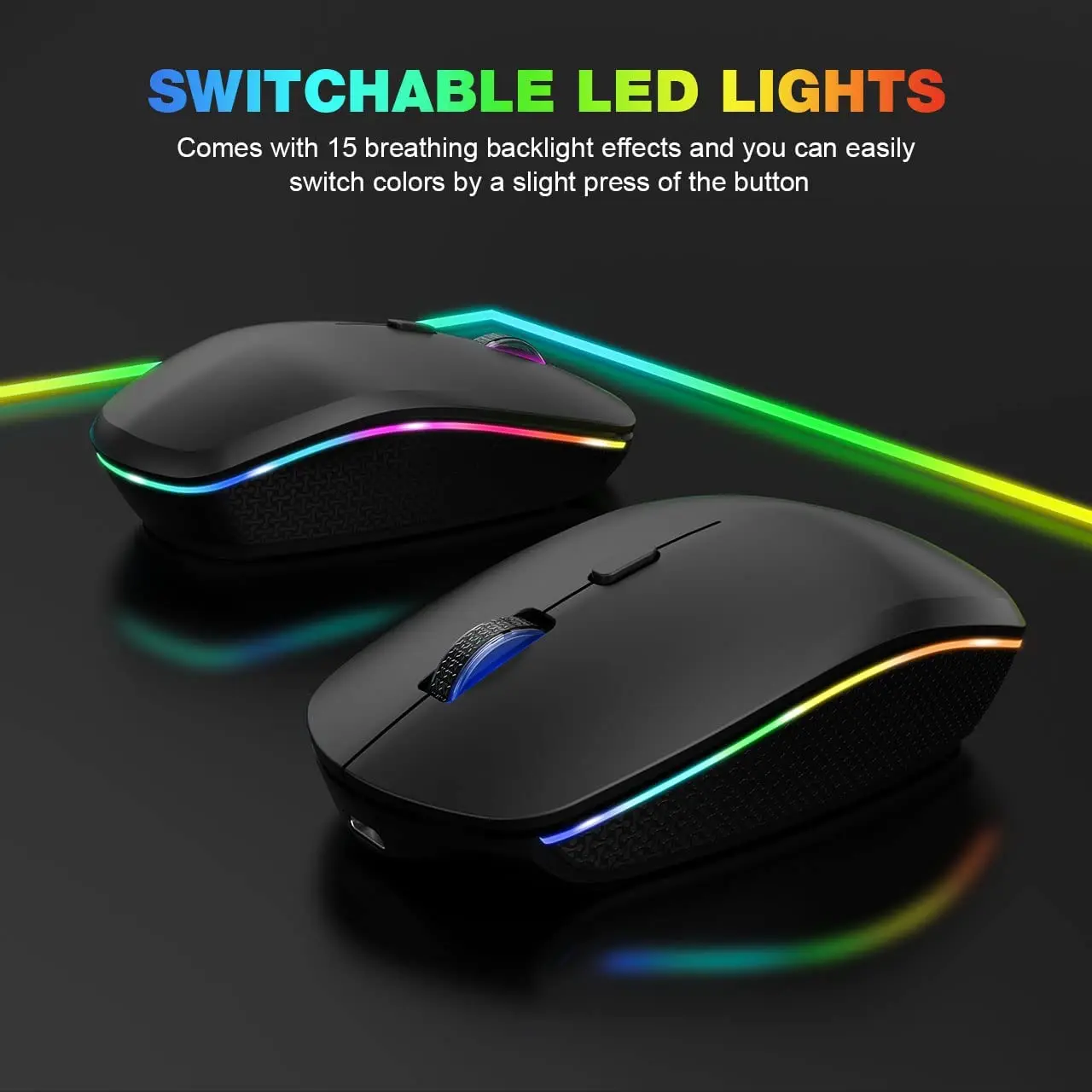 Souris sans fil RVB Rétro-éclairage LED 3 niveaux ug I USB-C Rechargeable Charge Silays euse Ergonomique Compact Portable Souris pour PC Ordinateur Portable