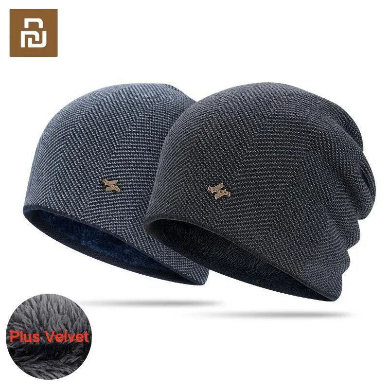 Youpin Mijia Beanies Men Winter Hat Women Knitted Hats Men Cap Winter Beanie Hat Velvet Thicken Hats Outdoor Cycling Skiing Cap