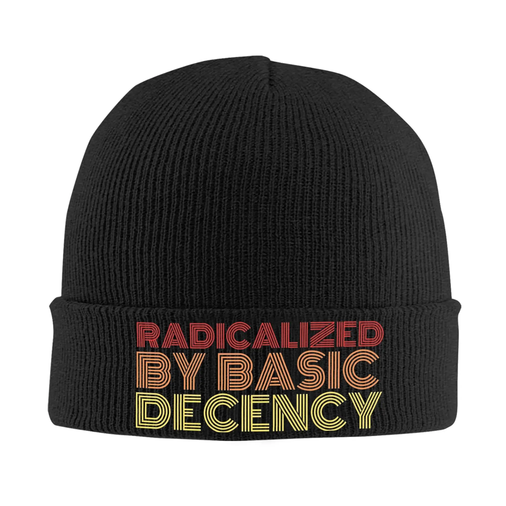 Radicalized by Basic Decency Hat Autumn Winter Skullies Beanies Street Social Democracy Cap Female Male Acrylic Knitted Hat,