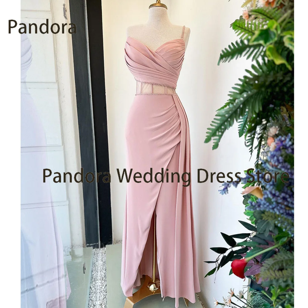 

Pandora Pink One-Shoulder mermaid floor-length formal evening gown pleated slits Women's wedding Cocktail birthday party dress