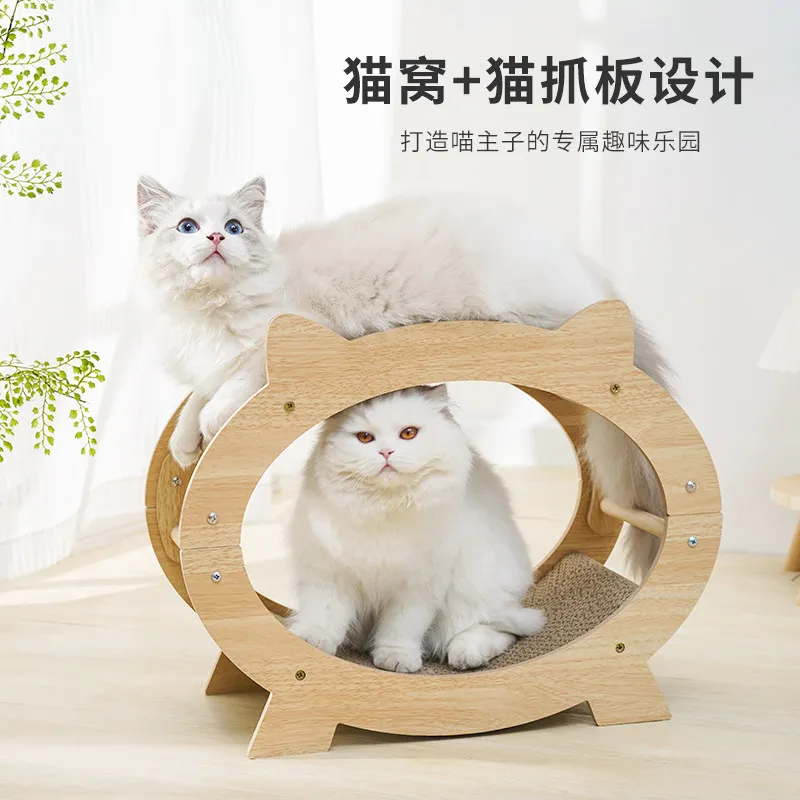 Extra Ultra-Premium Double-Tier Cat Scratcher & Bed Combo, Non-Shedding Corrugated Cardboard Claw Grinder, Durable Toy for Cats