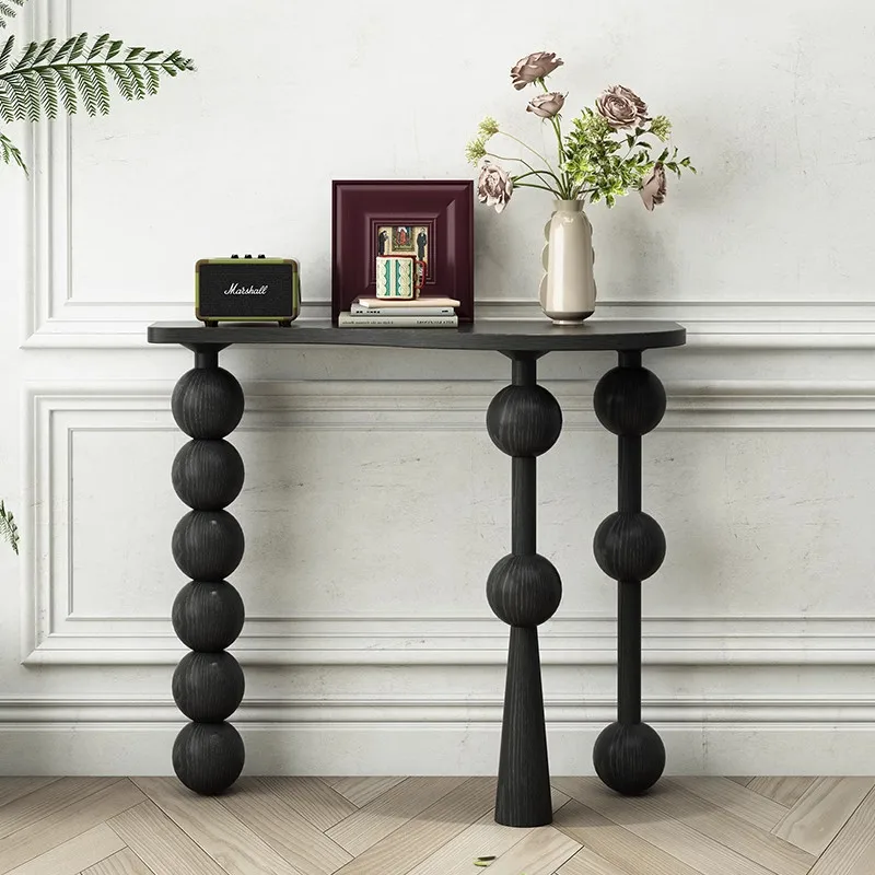 Vintage Narrow Entryway Table Creative Solid Wood Console Tables for Hallway Wall Leaner Desk Minimalist Corridor Sofa Table image 3