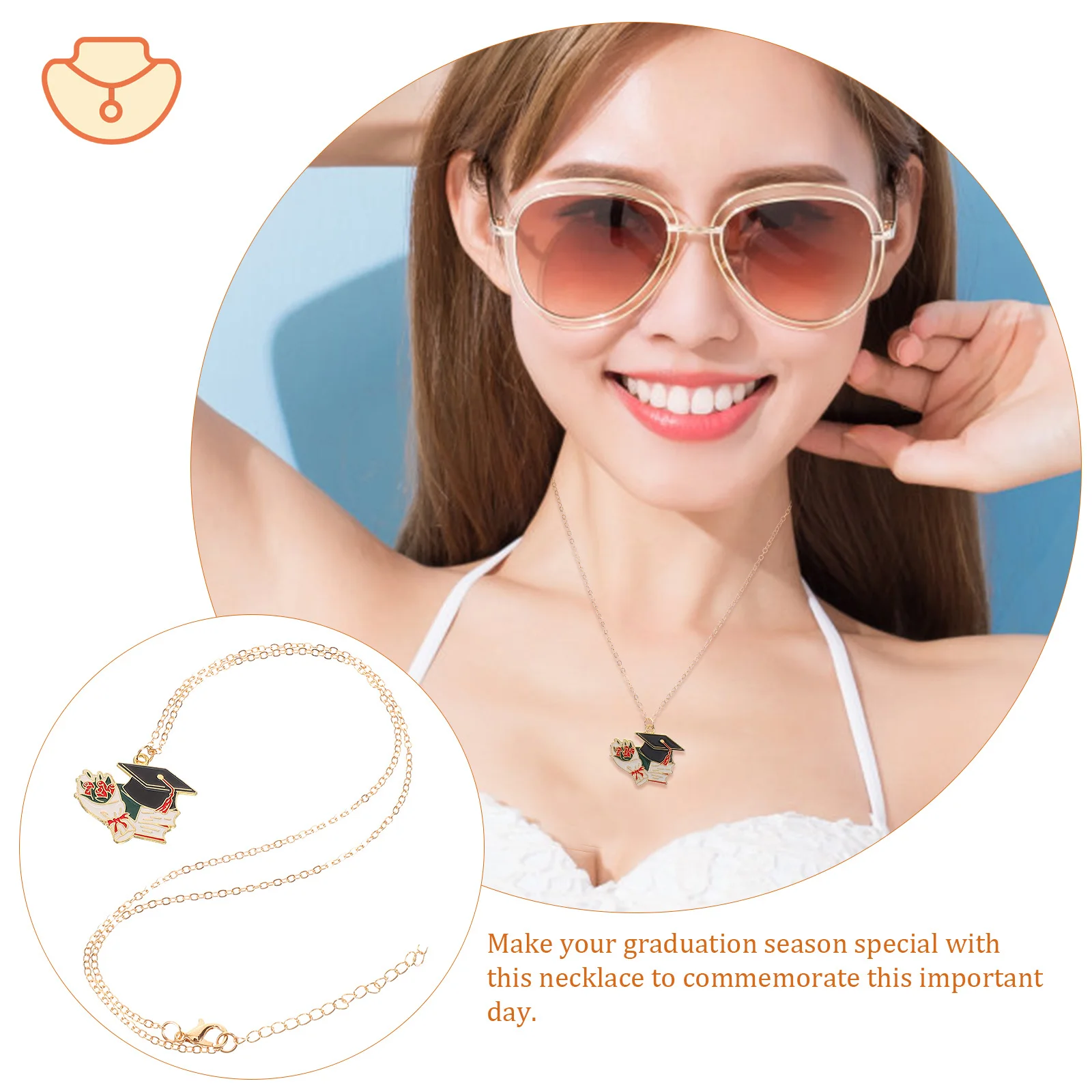 

Graduation Cap Necklace Zinc Alloy Delicate Grad Pendant Special Gift Graduation Season Jewelry Souvenir Classmate Necklace