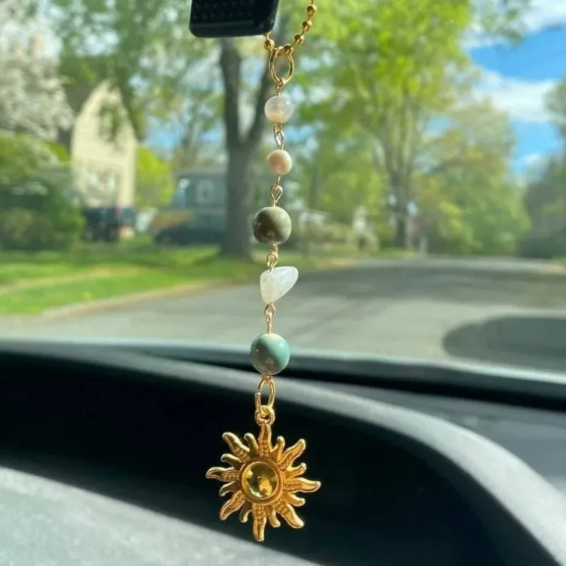 Sun-shaped Car Decoration Suspension Keychain Interior Decoration Water Drop Type Auto Parts Car Hanging Decoration Decoration