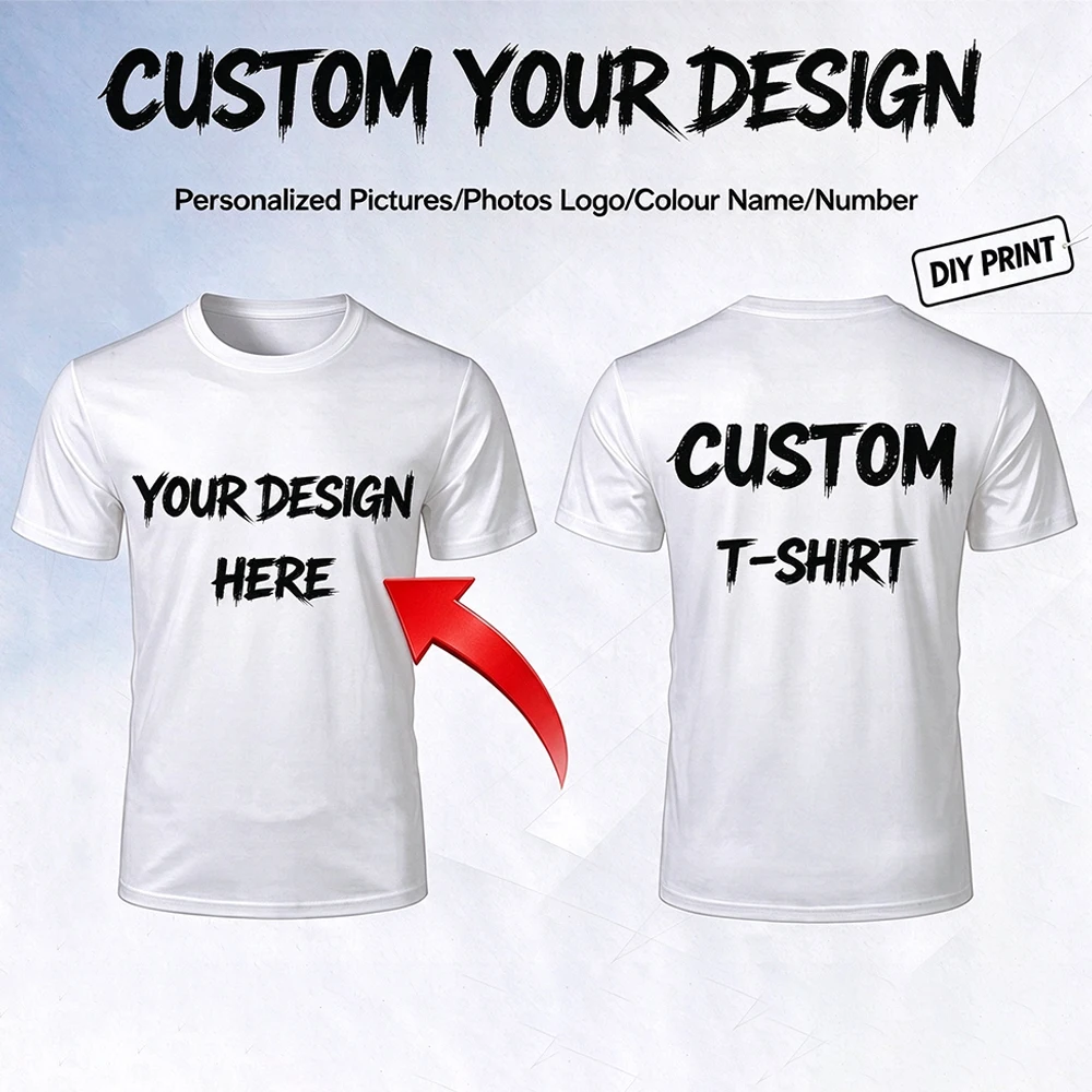 Personalized Custom T-shirt DIY Print Logo Name Quick-drying Breathable Sports Jersey Unisex Fashion Print Customized Tees Gift