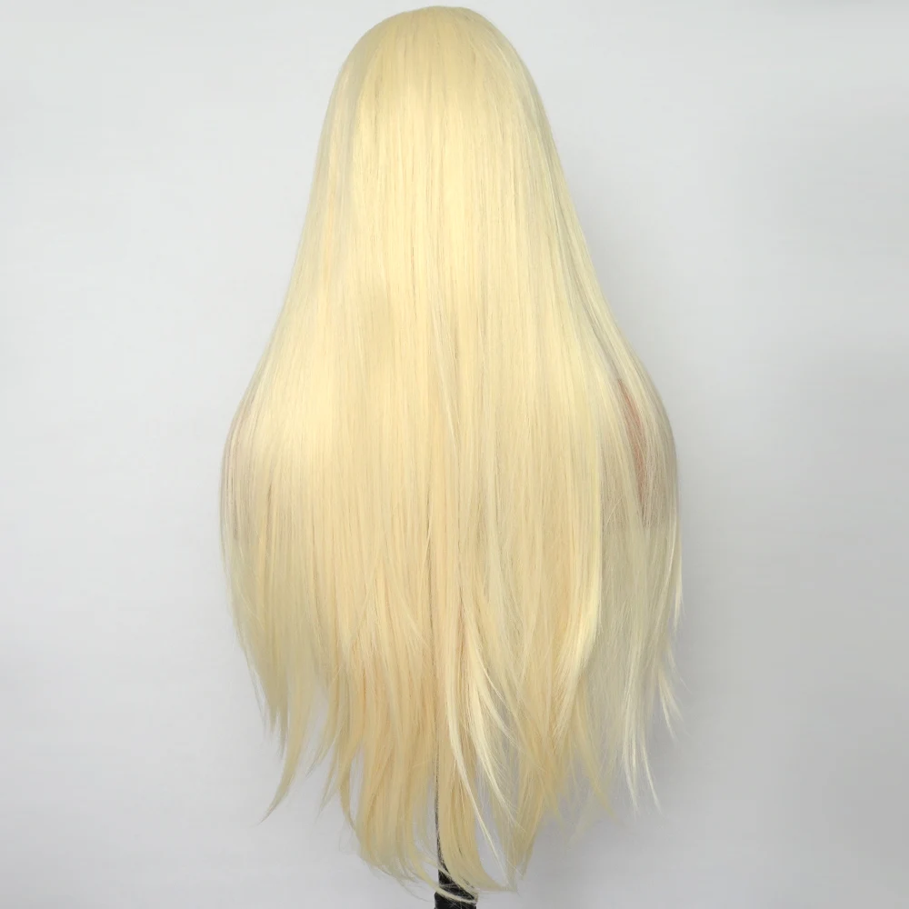 Voguebeauty 613 Blonde Synthetic Lace Front Wig Silky Straight Heat Resistant Fiber Natural Hairline Cosplay For Women