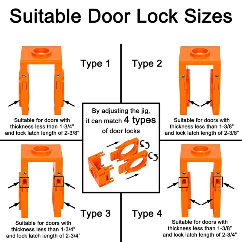ABWZ-Door Lock Installation Kit Including 1 Inch And 2-1/8 Inch Hole Saws& Jig,For Drilling Wood And Metal Doors