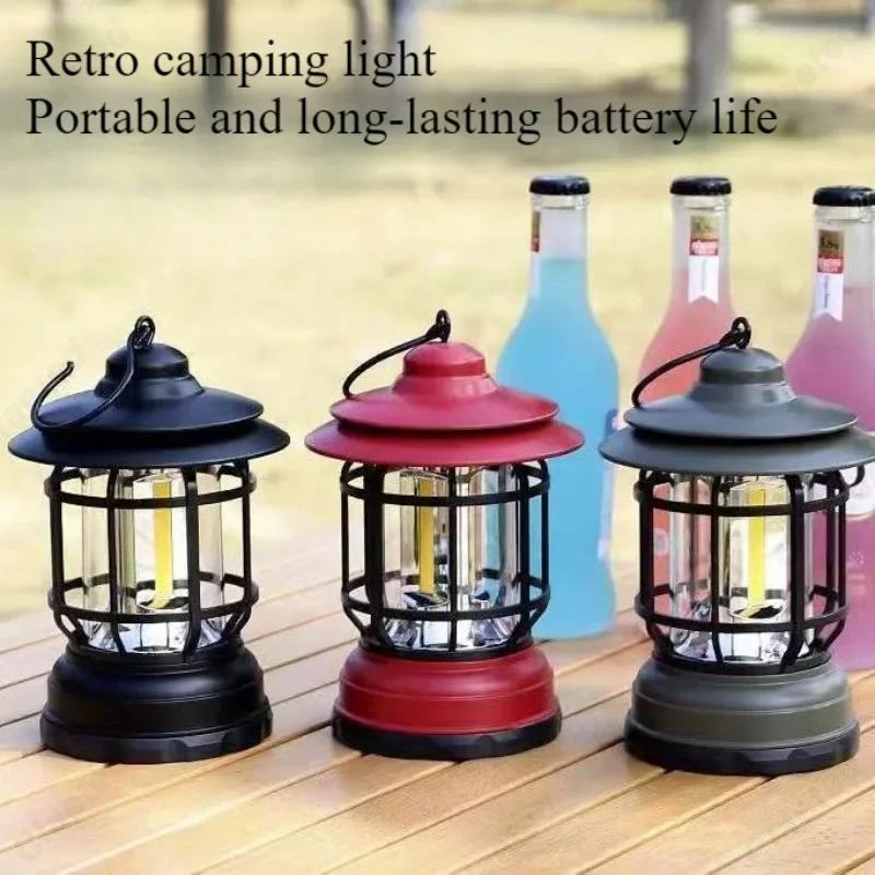 LED Retro Campinglamp USB Oplaadbaar Lange Stand-by Multifunctionele Outdoor Waterdichte Camping Draagbare Verlichting