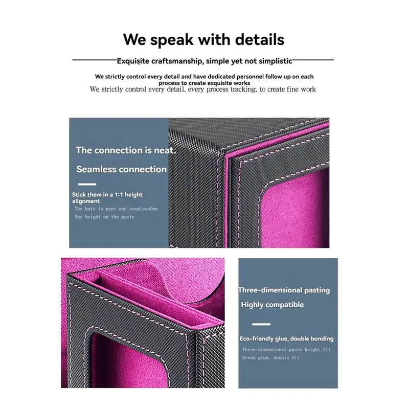 【Big Deal】Magnetic Card Deck Box With Dual Display Window Double Sleeved Cards Bag Purple+Black