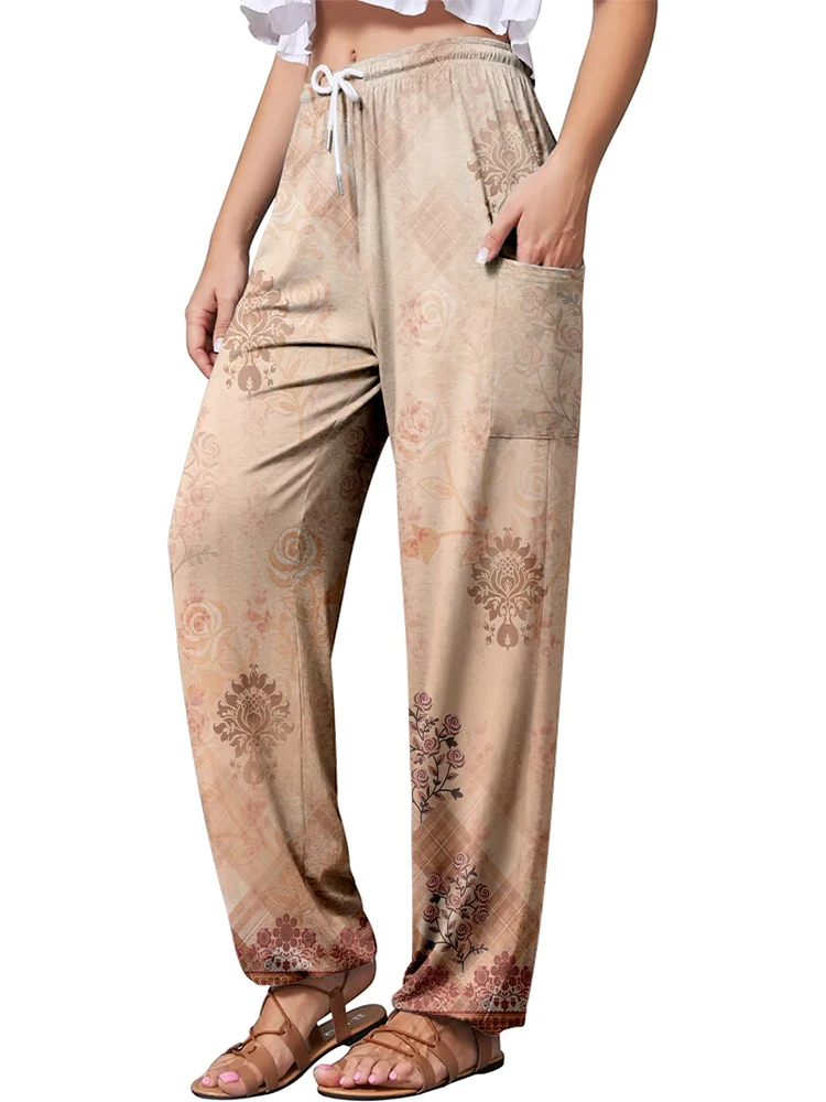 Hippie Fashion Avant-garde Tide Bohemian Pants Printed Retro Women's Bohel Pamian Festivants Casual Fashion Spring Autumn Pants