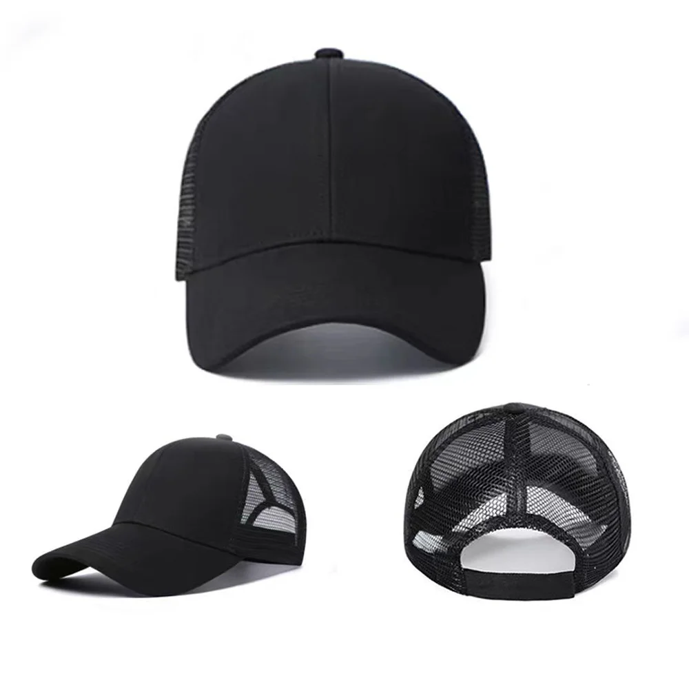 Outdoor Cotton Black Baseball Caps Men Women Cap Hip Hop Sunscreen Adjustable Snapback Teens Diamond Letter Breathable Mesh Hat