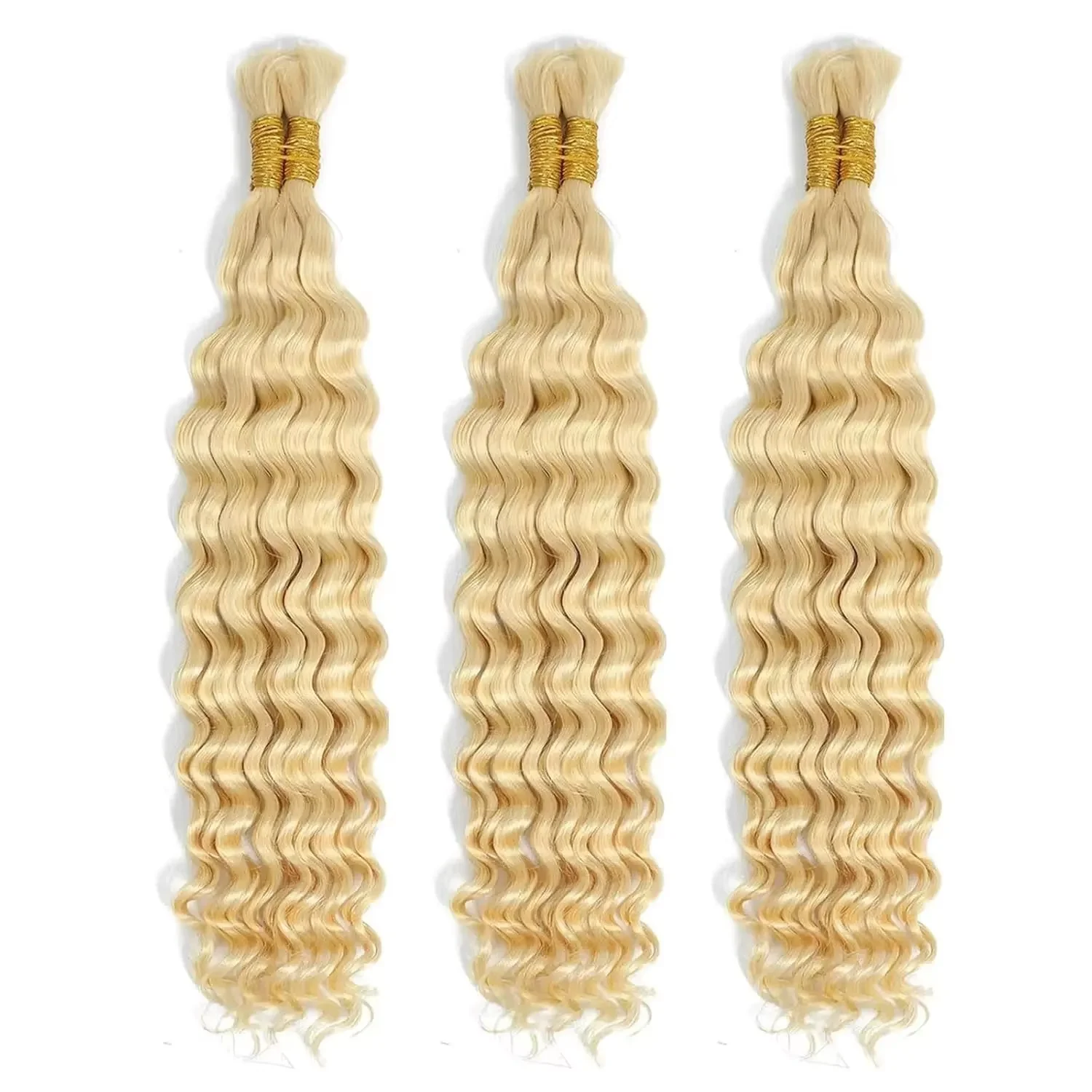 613 loira onda profunda trança em massa cabelo 100% cabelo humano encaracolado sem trama boho tranças feixes de cabelo humano extensões de trança para mulher