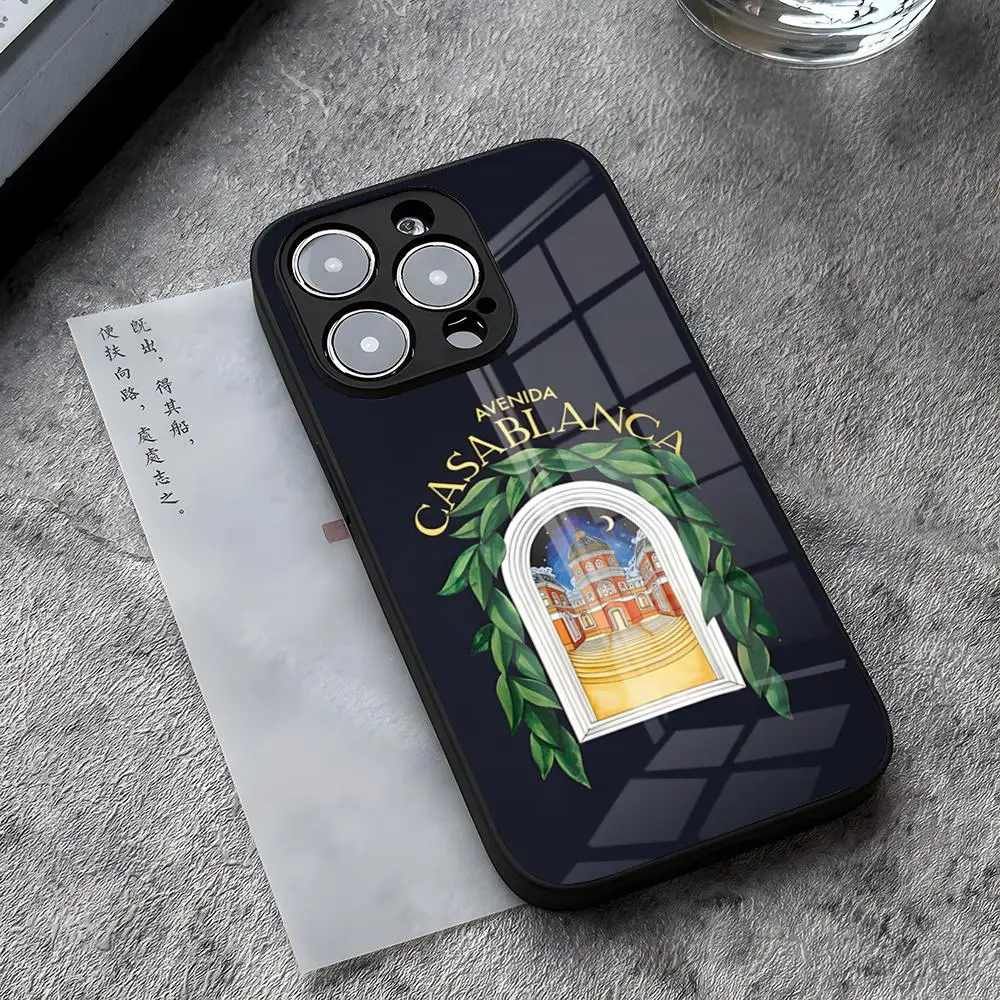Funda de Teléfono AVENIDA Casablanca para iPhone 17 Pro Max 14 Pro 15 12 11 13 Mini X XR XS 16 Plus SE, Cubierta de Vidrio