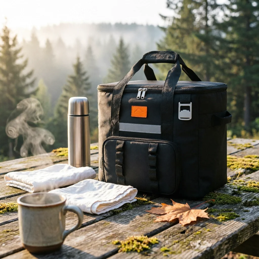 Insulated Cooler Bag Reflective Strip Rectangular Cooler Bag Food Carrier Reinforced Seams Carry Case Large Capacity for Outdoor