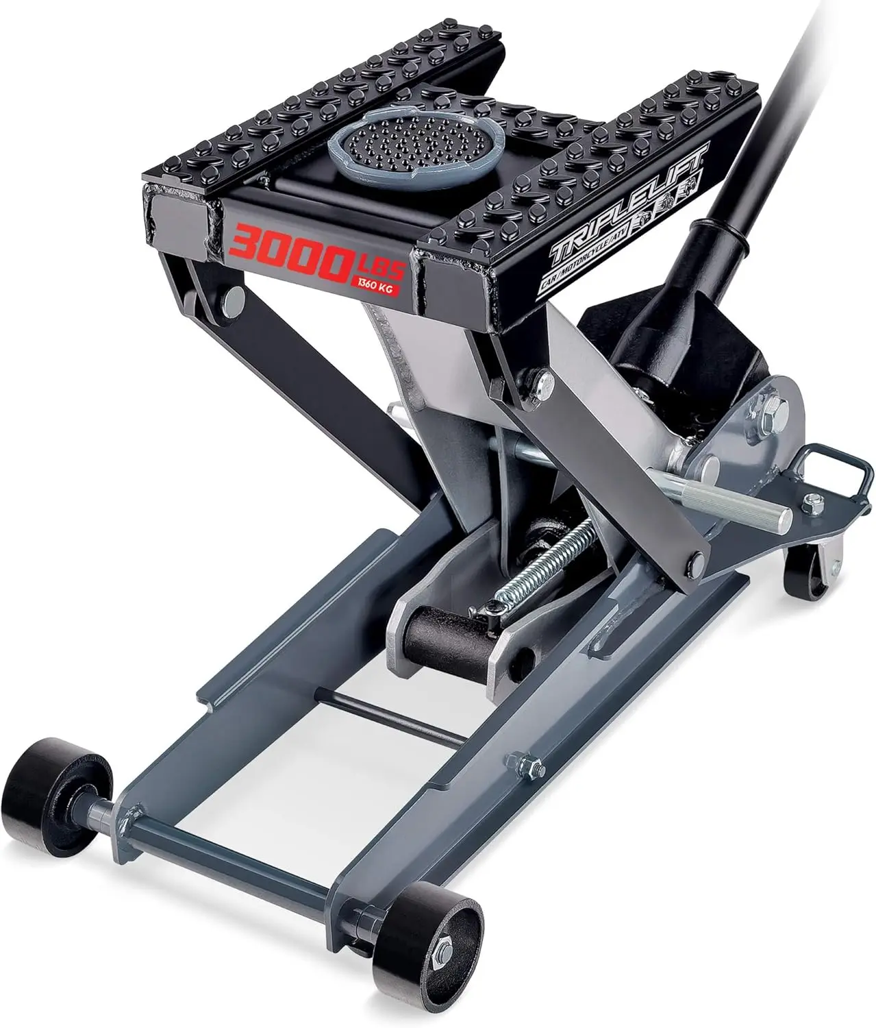 

3000 Pound Triple Lift Garage Jack, Heavy Duty Vehicle, Truck, Car, Motorcycle, Transmission Lift, 1.5 Ton Capacity, 620622