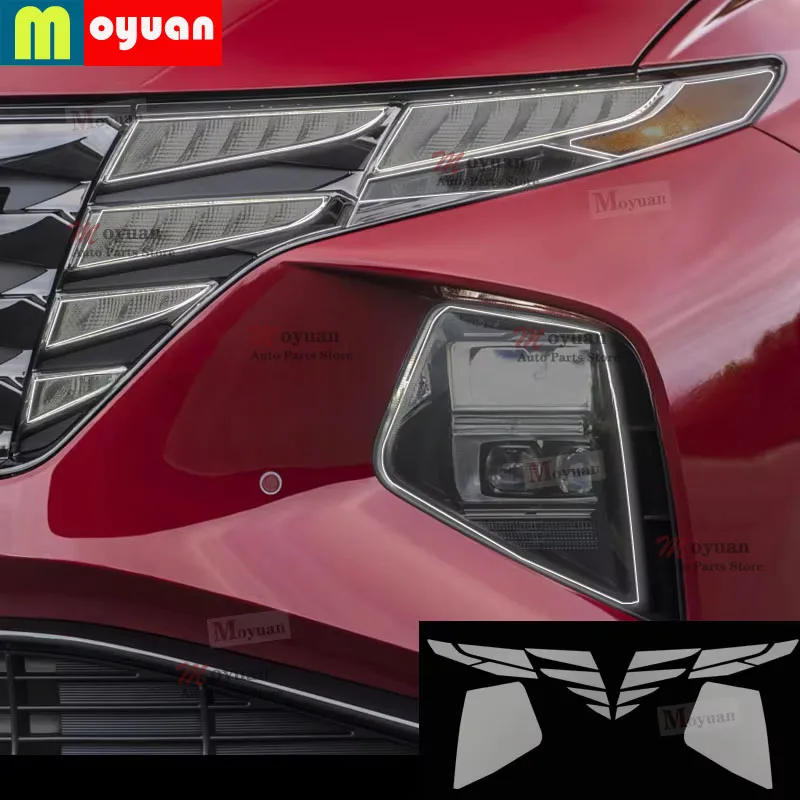 

2 шт. защитная пленка для фар автомобиля, прозрачная черная наклейка из ТПУ для Hyundai Tucson 2021-2023, автомобильные аксессуары